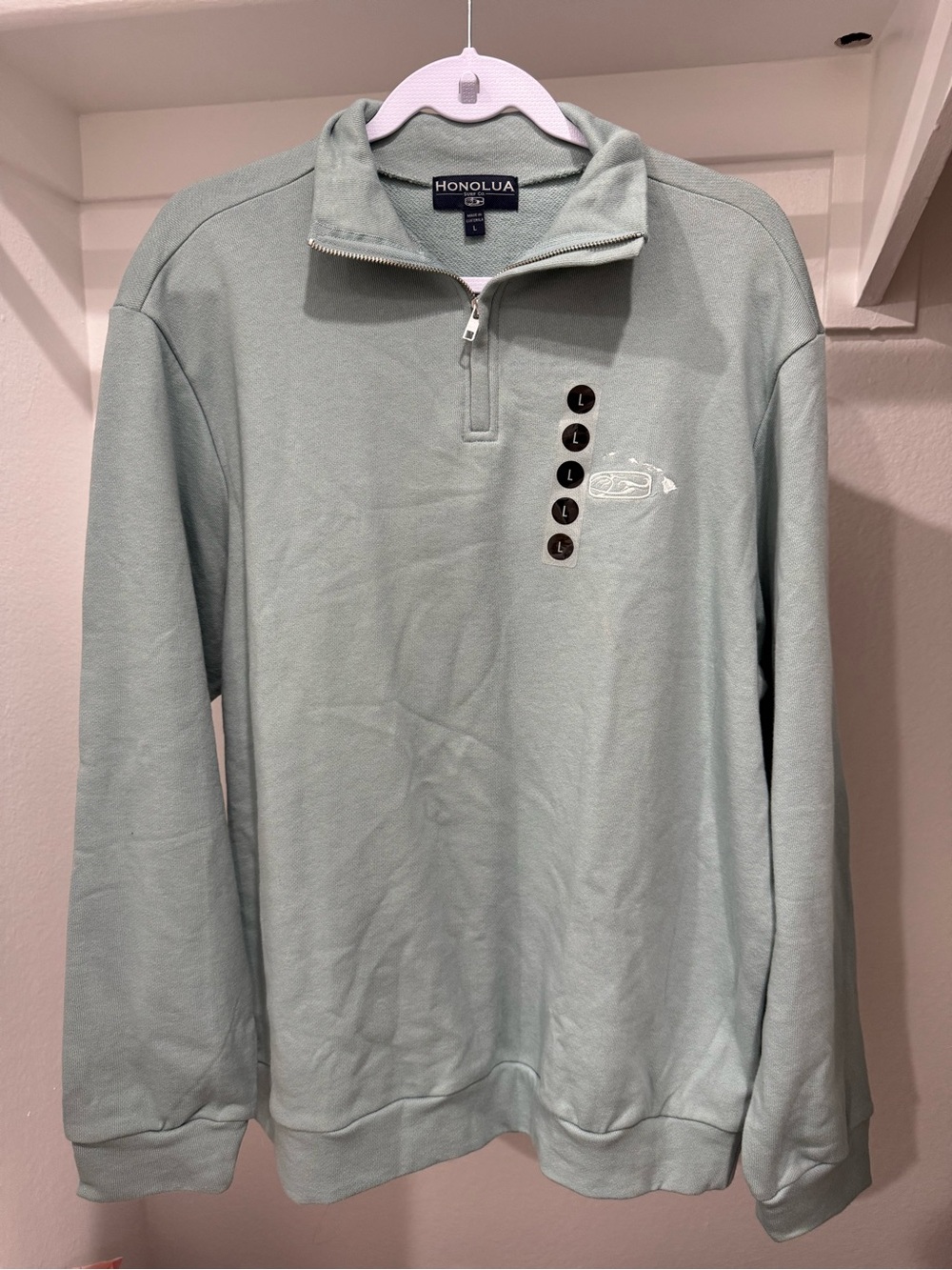 NWT Honolua Surf Co. Men's Quarter-Zip Sweatshirt Light Sage Green L